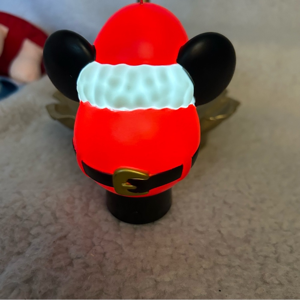 Disney Hallmark Mickey Santa plastic lighted Christmas ornament 4" off on button